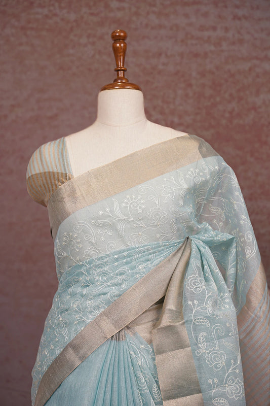 Powder Blue Tissue Kota Saree - Seematti