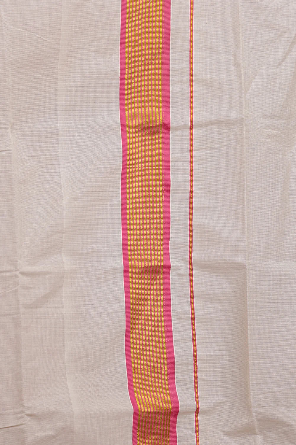 Vadamulla cotton saree fabric spread with striped pallu edge