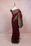 Dark Wine Semi Jute Saree - Seematti