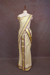Off White Semi Tissue Set Mundu