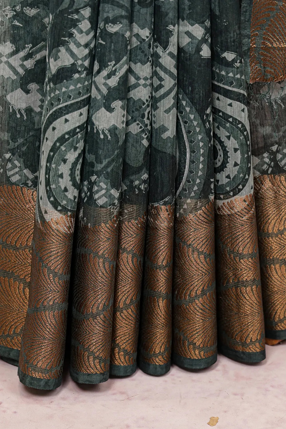 Green Semi Jute Saree - Seematti