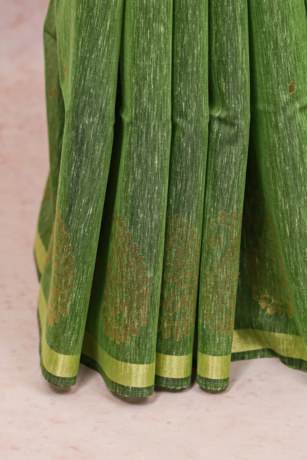 Green Semi Linen Saree