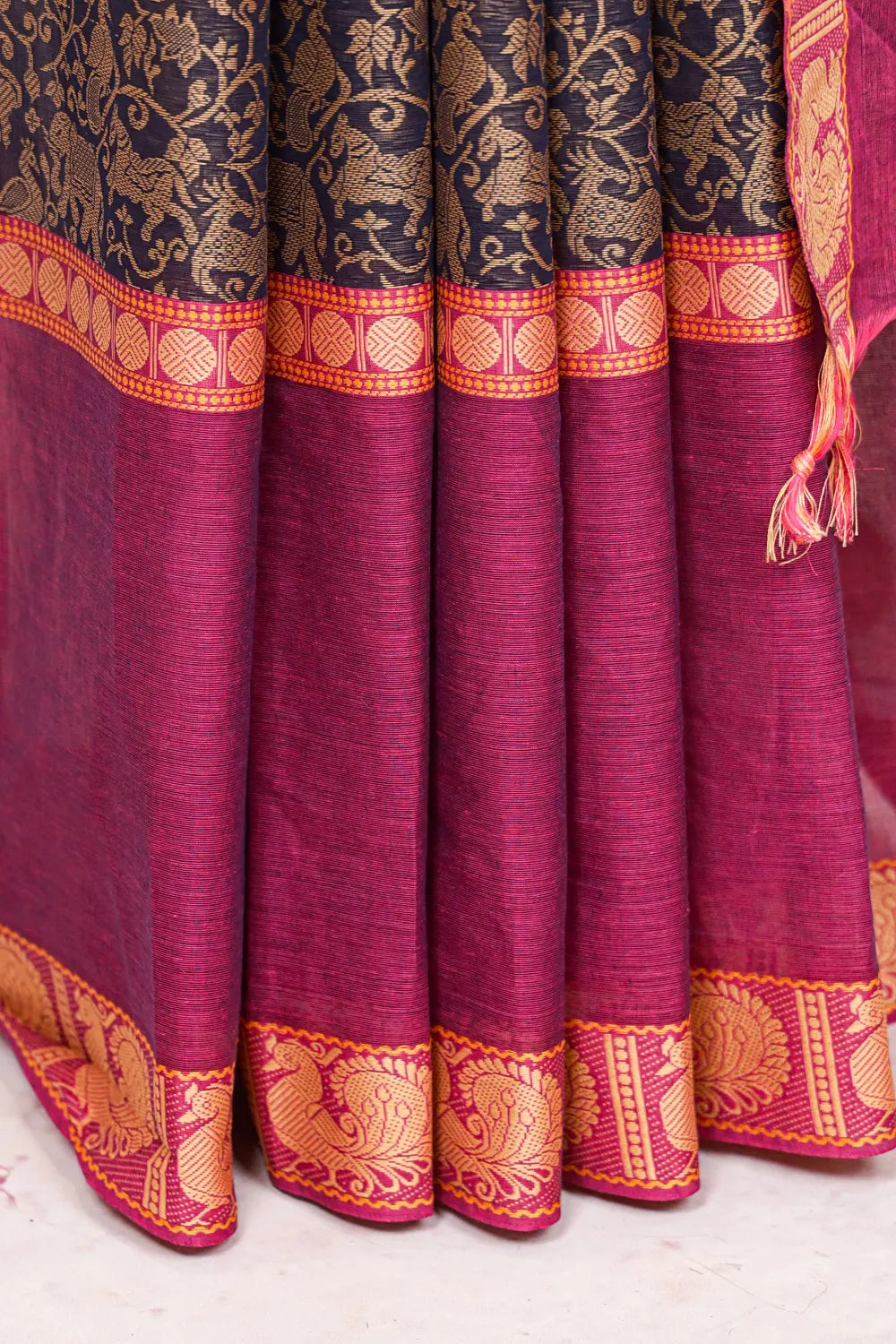 Navy Blue Chettinad Cotton Saree