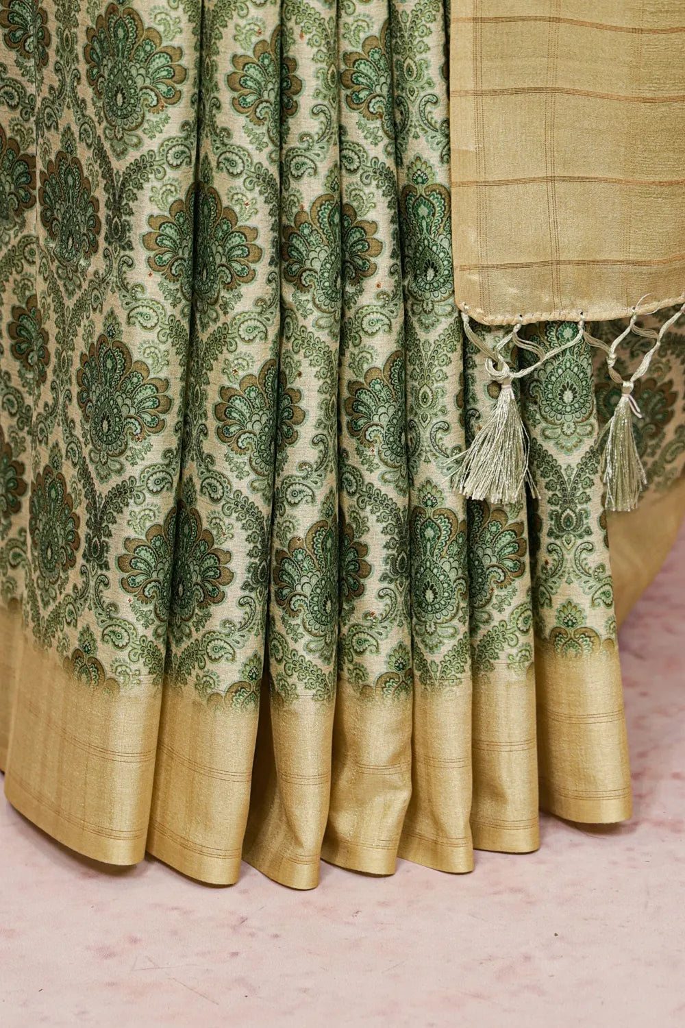 Green Semi Tussar Saree