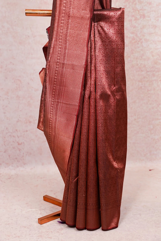 Wine Red Kancheepuram Silk Saree - Seematti