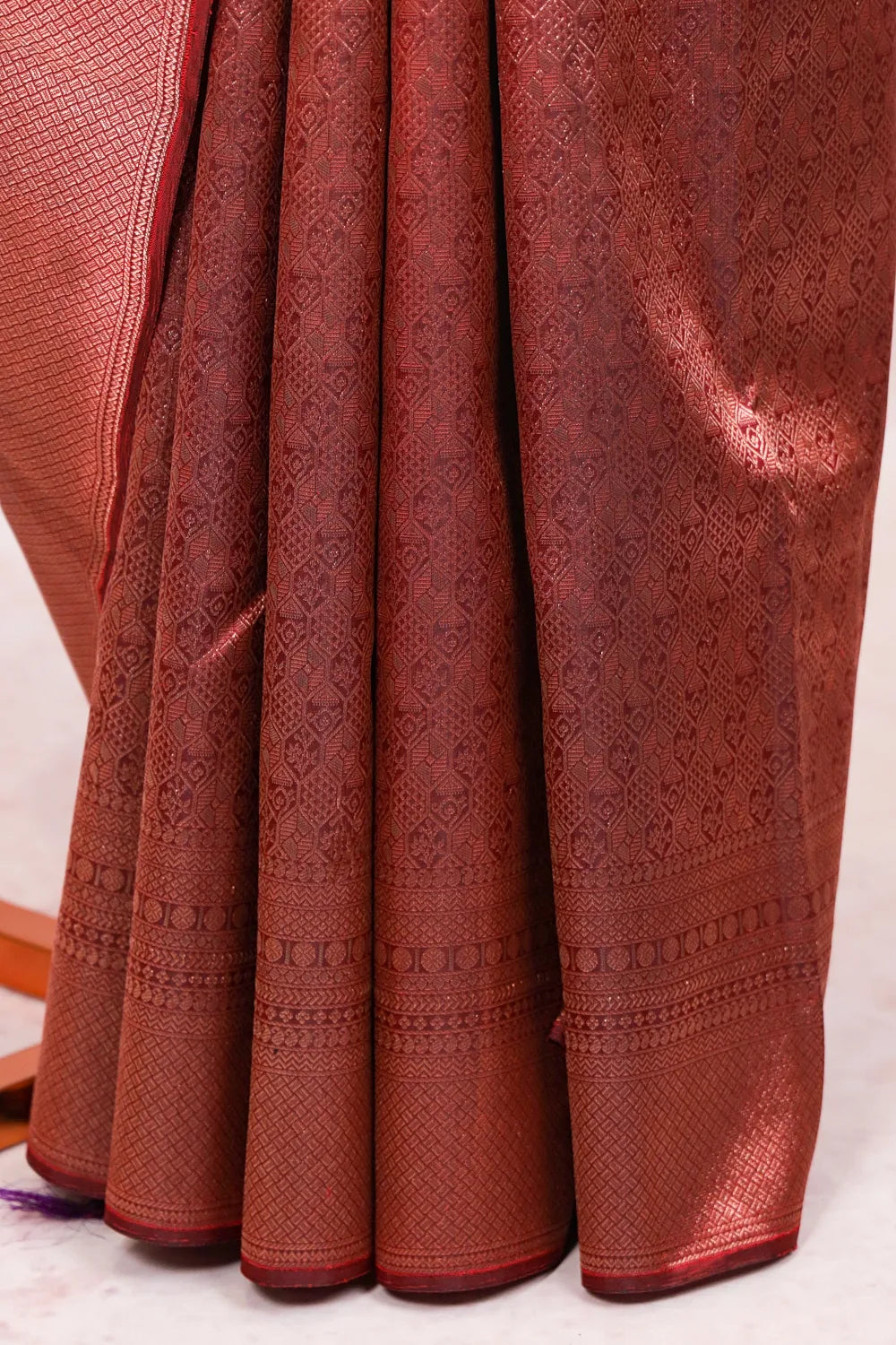 Wine Red Kancheepuram Silk Saree