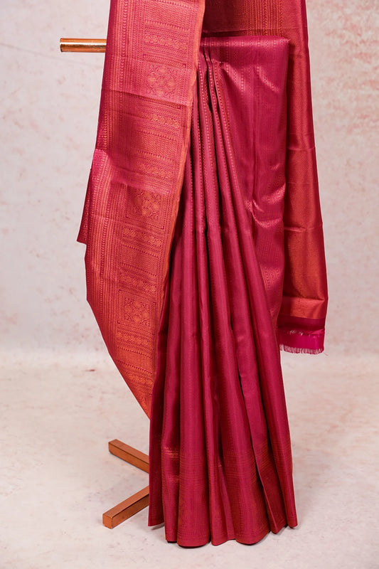 Deep Magenta Kancheepuram Silk Saree - Seematti