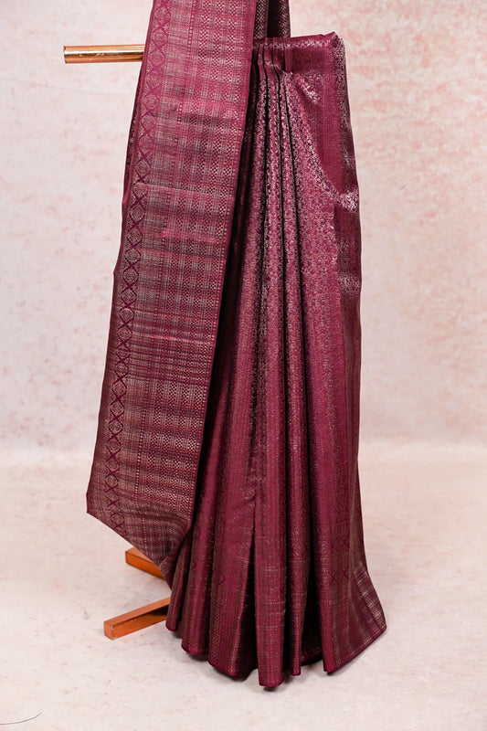 Grape Wine Kancheepuram Silk Saree - Seematti