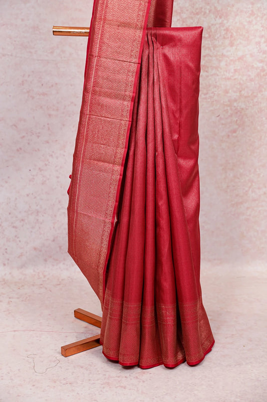 Reddish Maroon Kancheepuram Silk Saree - Seematti