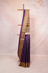 Violet Tussar Silk Plain Body Saree With Designer Border - Seematti