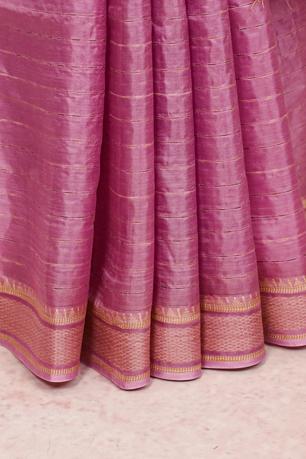 Lavender Pink Tussar Silk Saree