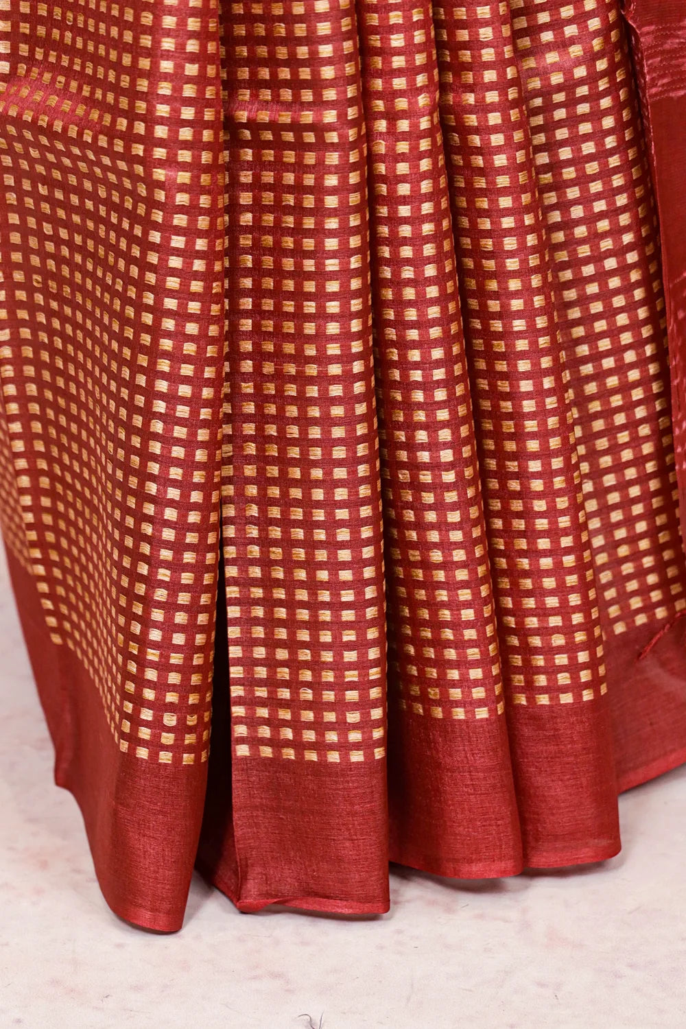 Maroon Tussar Silk Saree