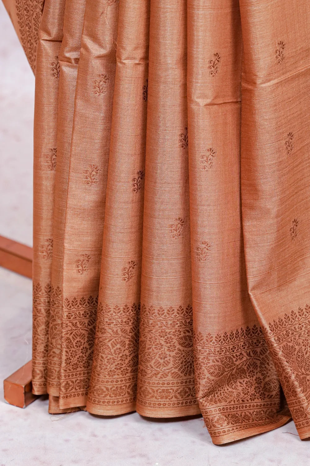 Dark Sandal Tussar Silk Saree