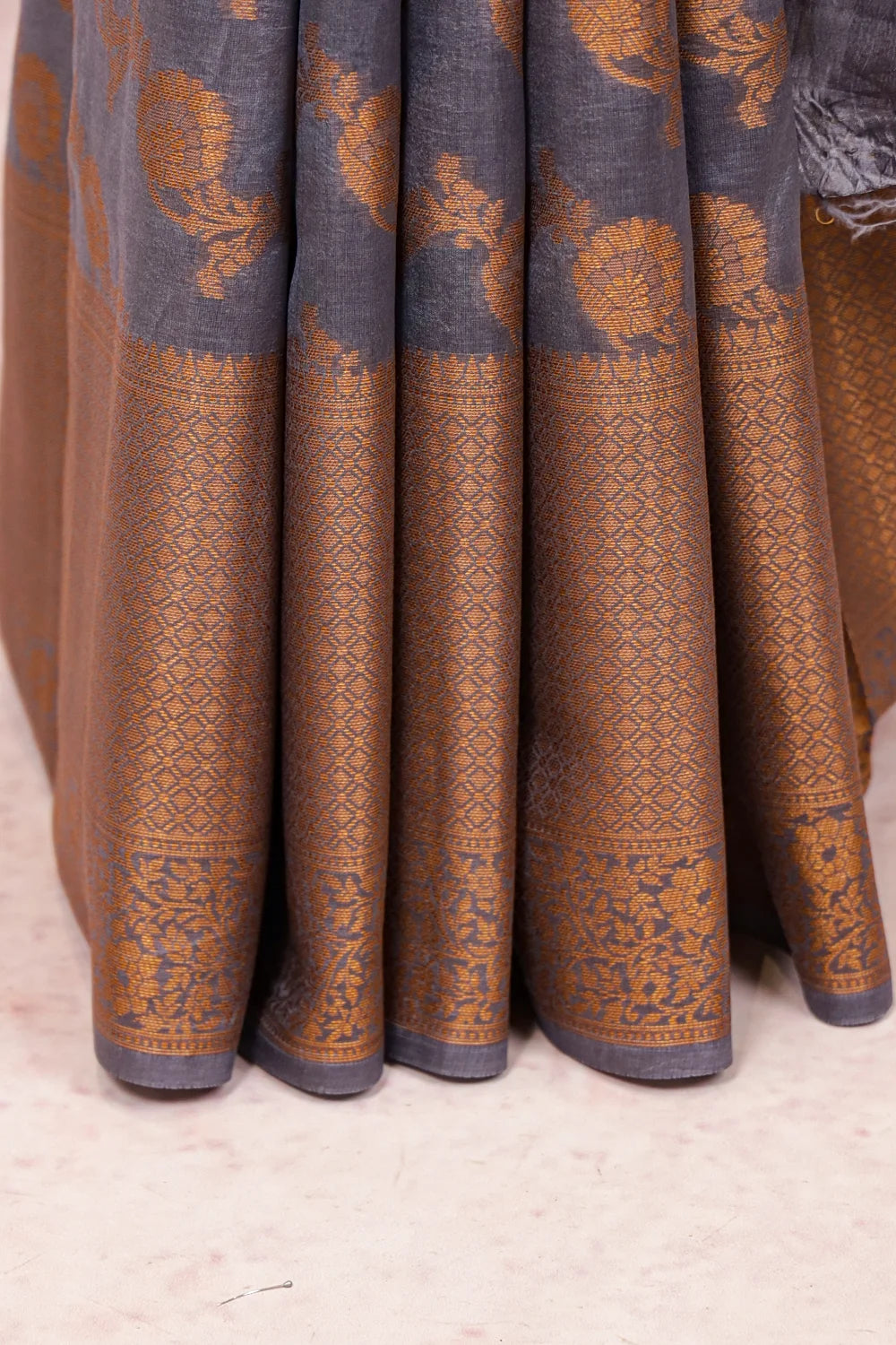 Ash Tussar Silk Saree