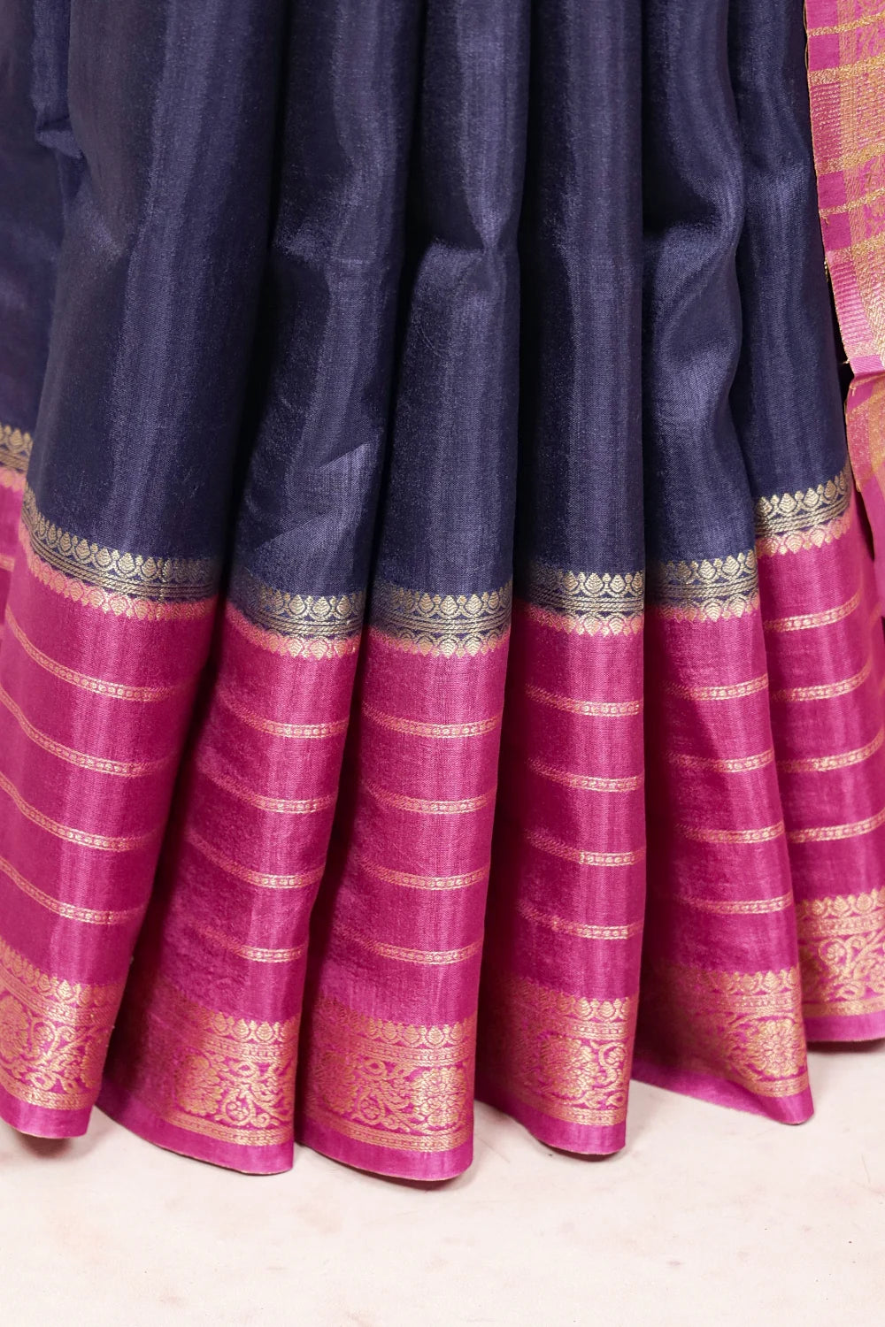 Navy Blue Semi Silk Saree