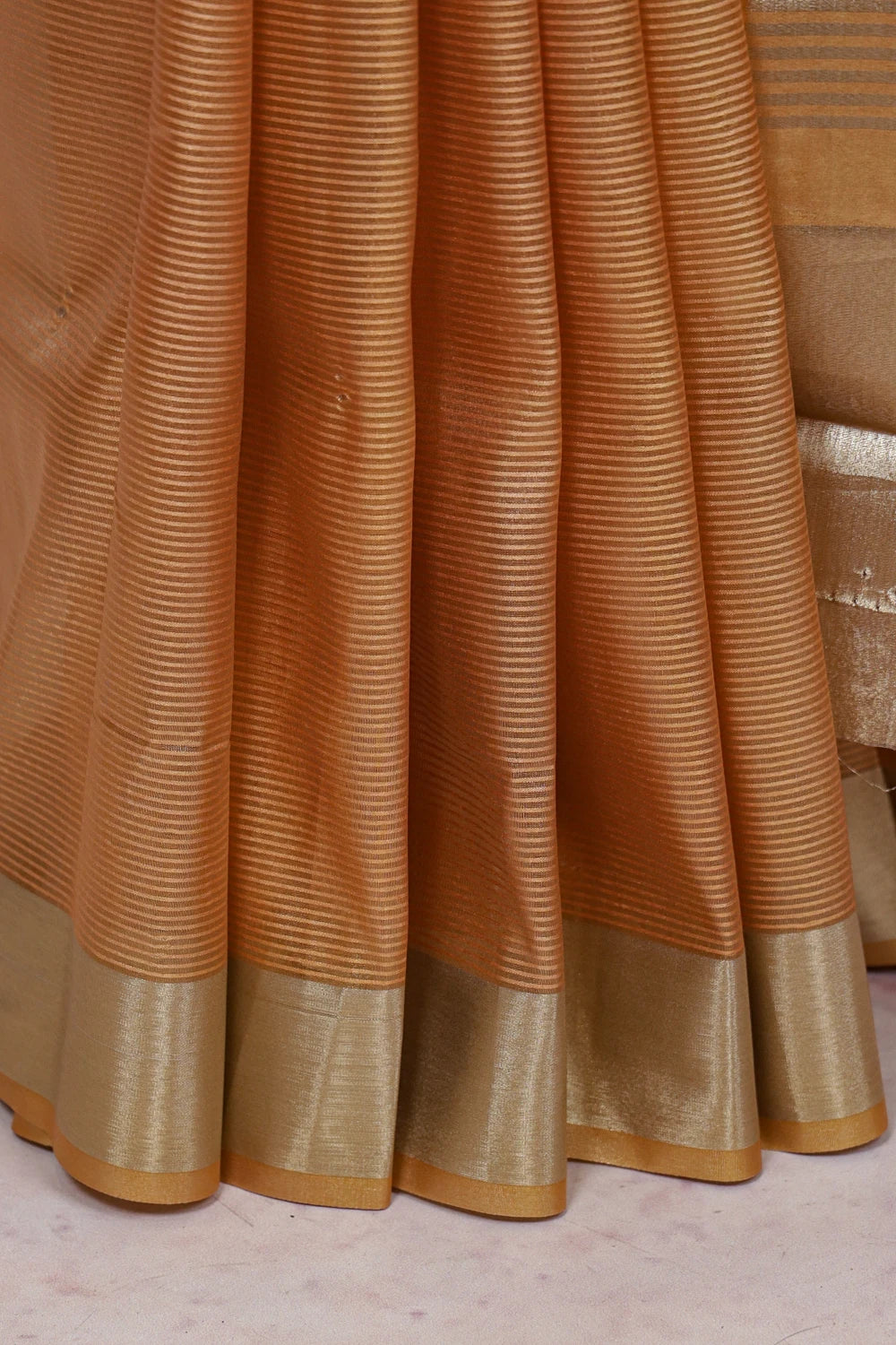 Orange Cotton Silk Saree
