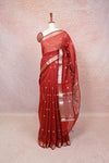 Maroon Cotton Silk Butta Saree With Designer Border - Seematti
