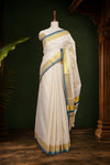 Off White Cotton Kerala Saree - Seematti