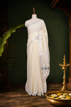 Off White Cotton Kerala Saree - Seematti