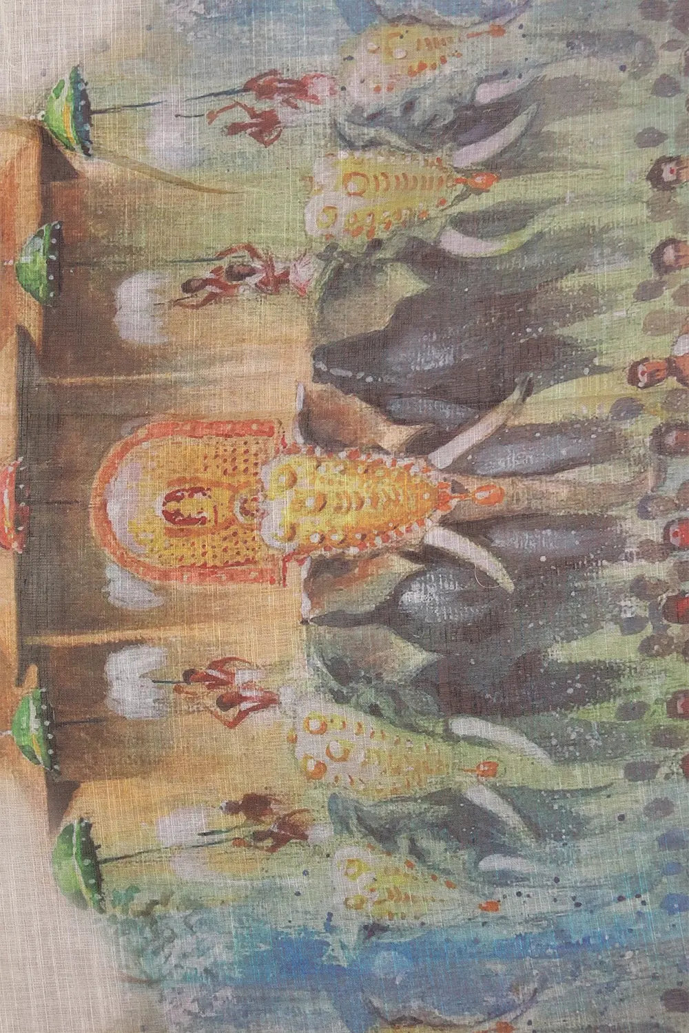 Off White Semi LInen Kerala Saree - Seematti