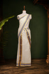 Off White Cotton Kerala Set Mundu