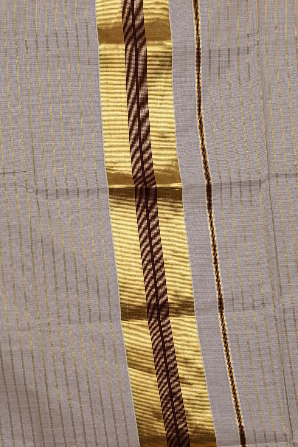 Off White Cotton Kerala Set Mundu