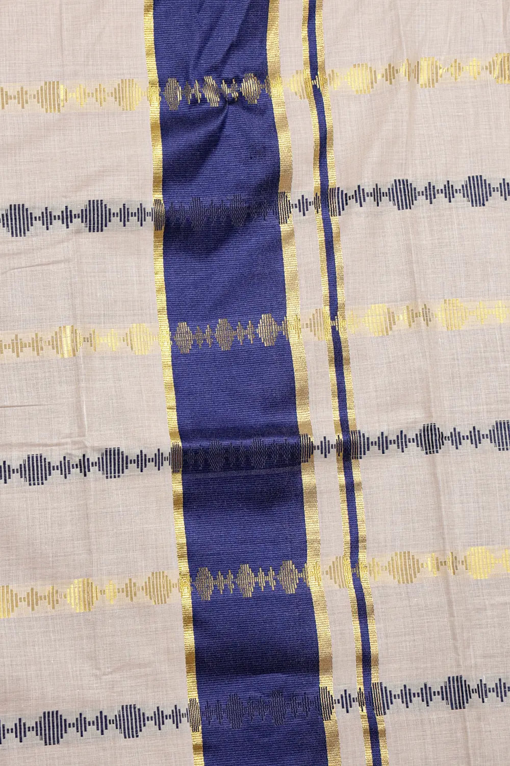 Off White Cotton Kerala Set Mundu