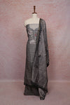 Grey Chanderi Silk Embroidery Unstitched Churidhar Material