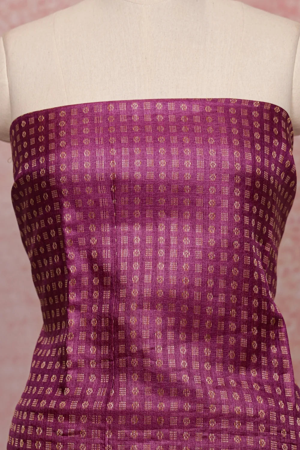 Purple Tussar Silk Thread Work Unstitched Churidhar Material