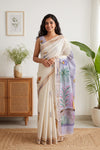 Off White Cotton Kerala Saree - Seematti