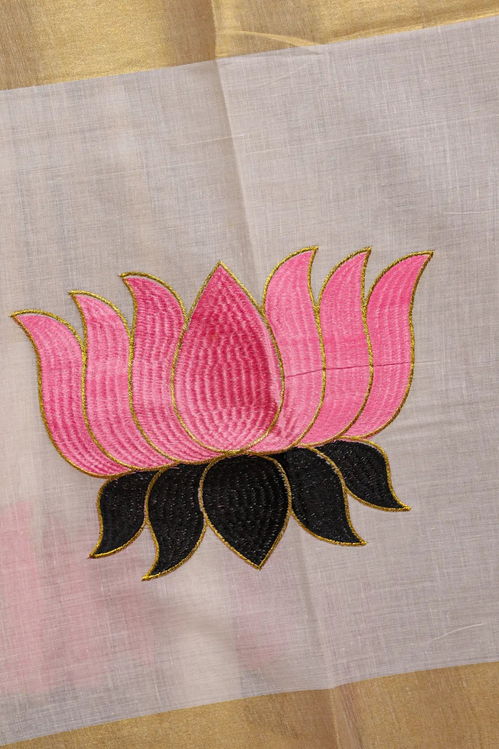 Off White Cotton Kerala Saree