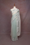 Pastel Blue Organza Saree - Seematti