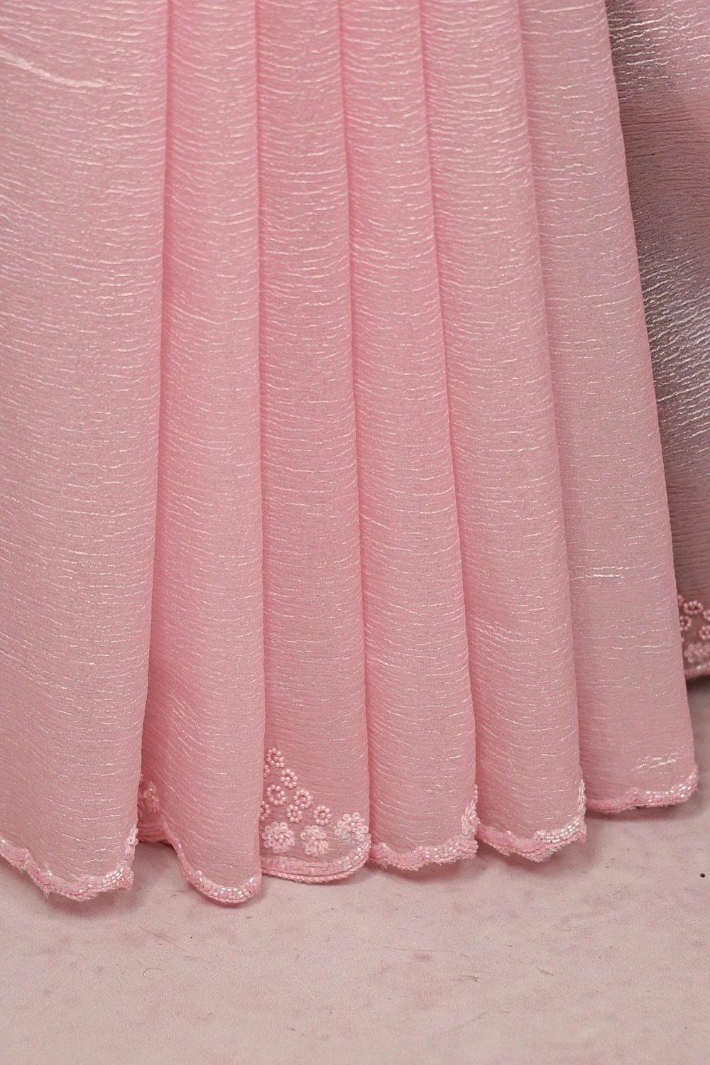 Baby Pink Tissue Organza Saree