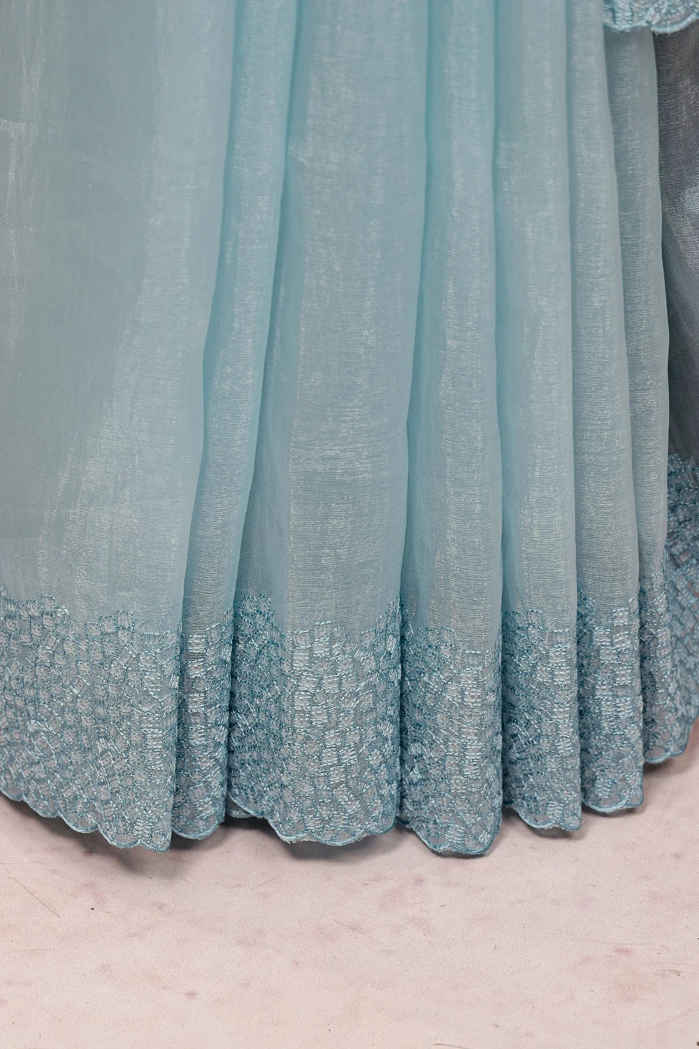 Sky Blue Glass Organza Saree