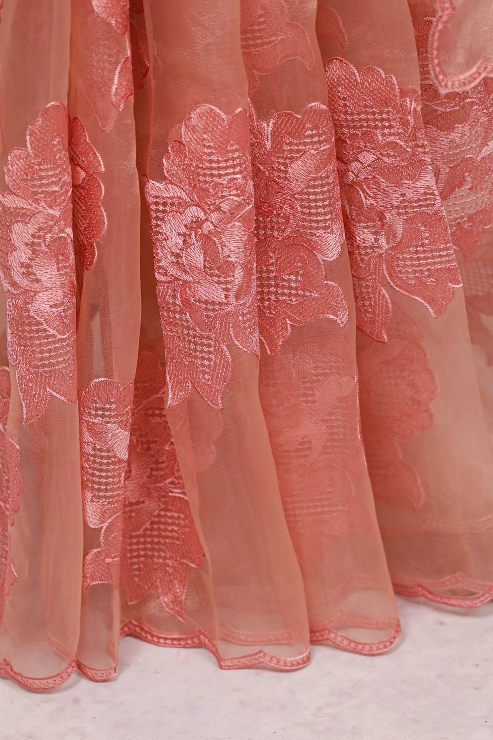Peach Glass Organza Saree