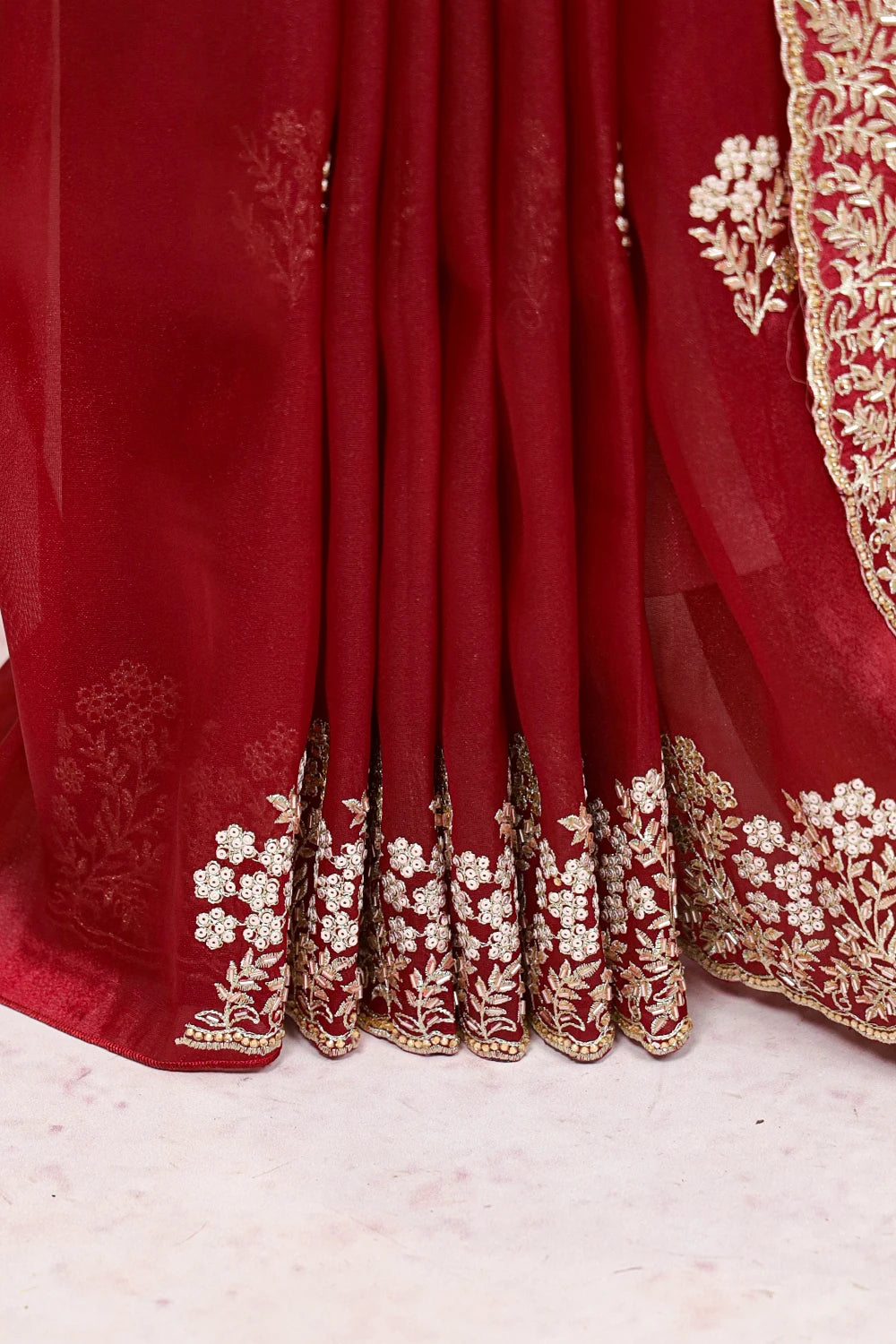 Maroon Organza Saree