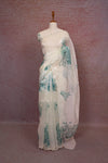 Cream Glass Organza Saree - Seematti