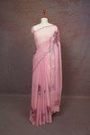 Baby Pink Glass Organza Saree - Seematti