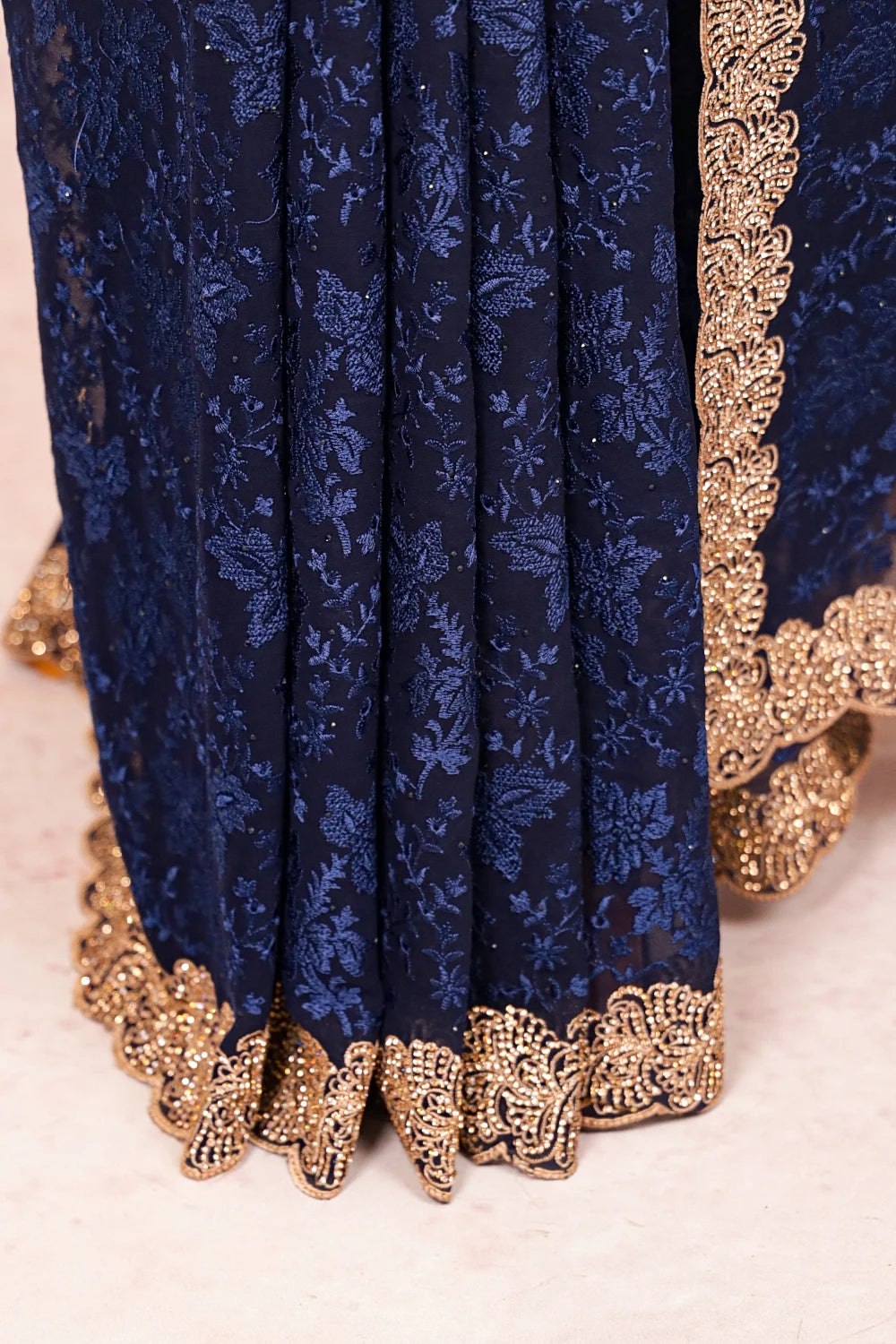 Navy Blue Georgette Saree