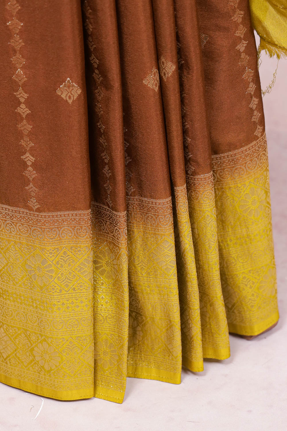 Brown Semi Banarasi Saree