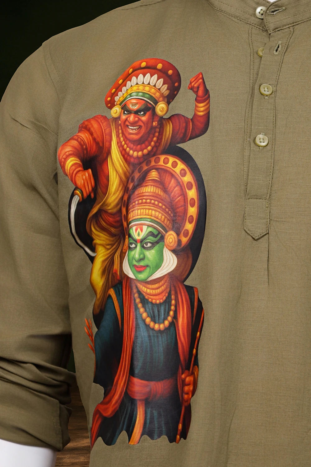 Moss Green Cotton Digital Printed Short Kurti
