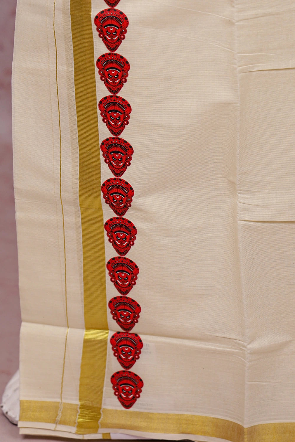 Cream Cotton Art Printed Dothi