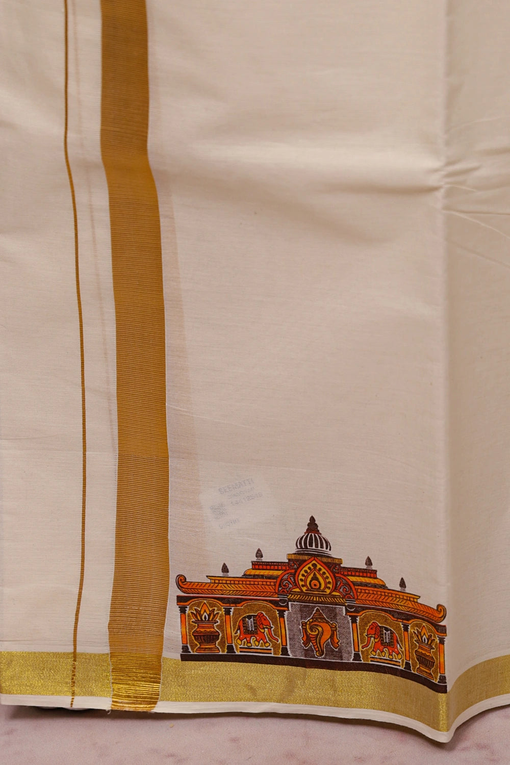 Cream Cotton Digital Printed Dothi