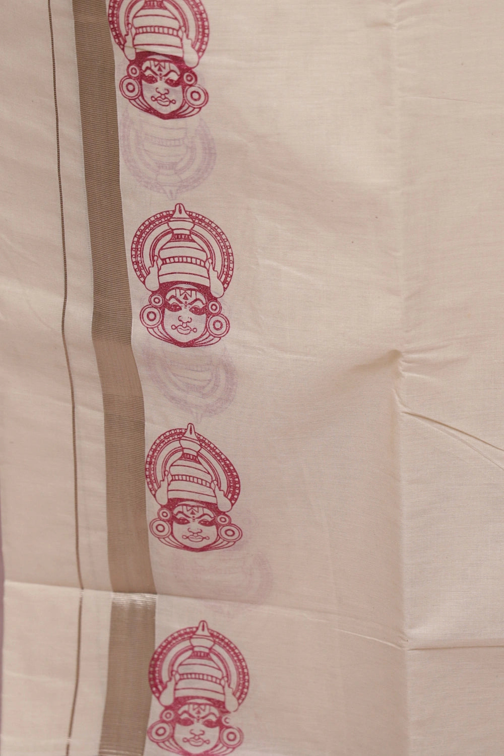 Cream Cotton Kathakali Printed Dothi