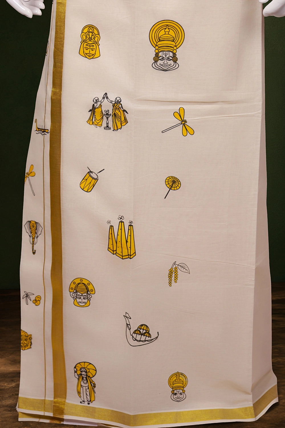 Cream Cotton Digital Printed Dothi