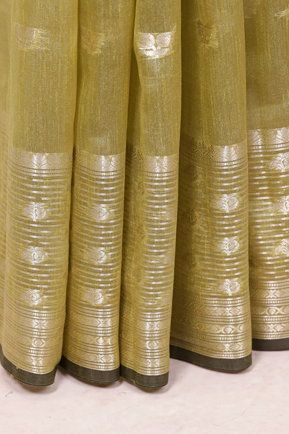 Pista Green Semi Jute Saree