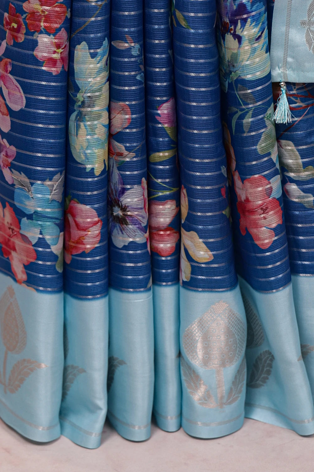 Blue Semi Tussar Saree