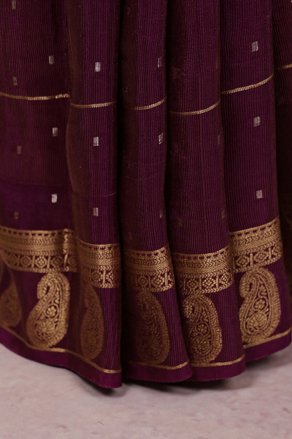 Wine Semi Banarasi Saree