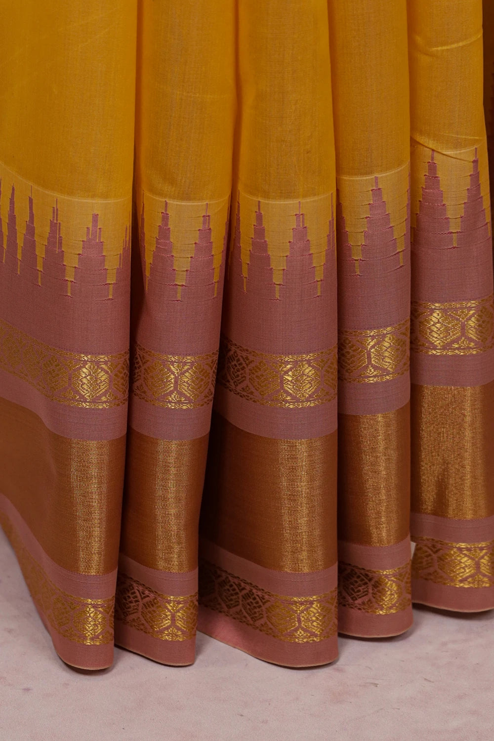 Yellow Cotton Silk Saree