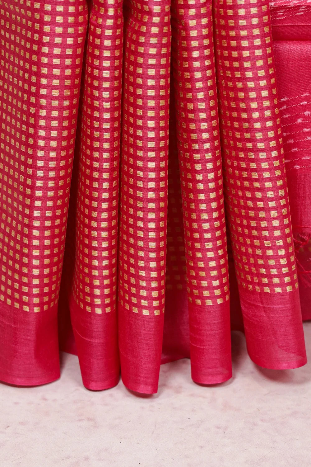 Magenta Tussar Silk Saree